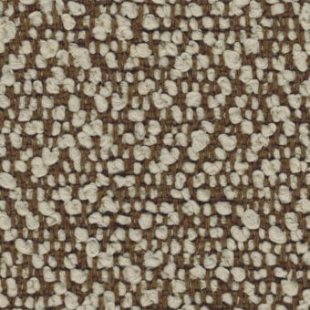 Fiocco Fidivi fabric texture, brown and off-white woven with nubby loops, irregular pattern, close-up detailed surface.
